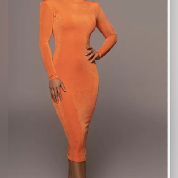JLUXLABEL Dresses & Skirts - JLUXLABEL Shinny Orange Bodycon Dress Sz XL